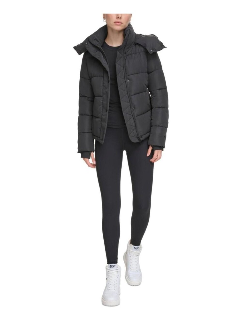 Dkny Sport Women's Performance Lightweight Full Zipper Puffer Jacket - Black